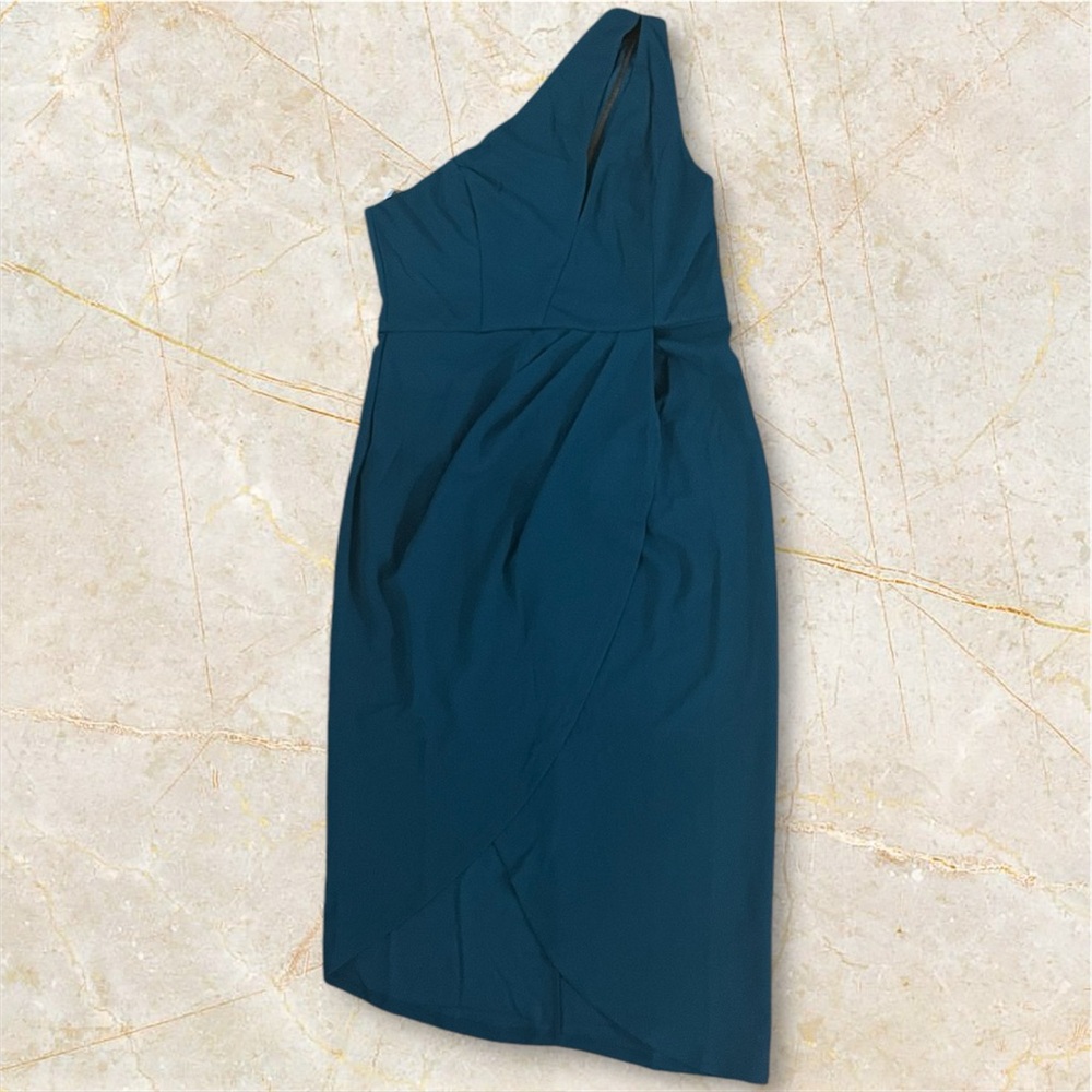 Lulu's Dark Teal One-Shoulder Midi Dress - Picture 6 of 8